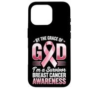 Carcasa para iPhone 16 Pro por la Gracia de Dios Soy un Sobreviviente Conciencia del Cáncer de Mama