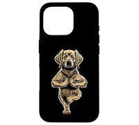 Carcasa para iPhone 16 Pro Pose Divertida con Forma de árbol para Perros con Forma de Cachorro de Golden Retriever, Vrikshasana