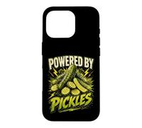 Carcasa para iPhone 16 Pro Powered by Pickles Funny Pickle Saying Humor Joke Gag