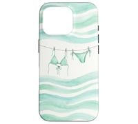 Carcasa para iPhone 16 Pro Preppy Bikini Verano Costa Cowgirl Pastel mar Turquesa Ola