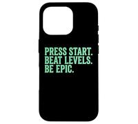 Carcasa para iPhone 16 Pro Press Start Beat Levels Be Epic Controlador de Videojuegos Gamer