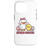 Carcasa para iPhone 16 Pro Primavera Besties Kawaii Pato y Pollito Huevos de Pascua Lindo Dibujos Animados