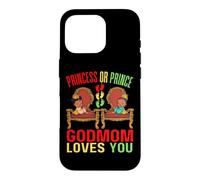 Carcasa para iPhone 16 Pro Princesa Príncipe Dios Mamá Te Ama Negro Baby Shower Género