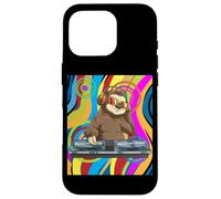 Carcasa para iPhone 16 Pro Psicodélico DJ Sloth Techno EDM Música Dance