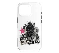 Carcasa para iPhone 16 Pro Punk Cat Nine Lives No Masters Mohawk Anarchy