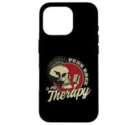 Carcasa para iPhone 16 Pro Punk Rock Is My Therapy Skull Music Cráneo Retro Vintage