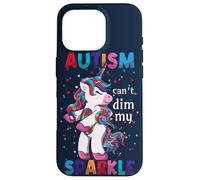 Carcasa para iPhone 16 Pro Puzzle Autism Can't Dim My Sparkle Unicorn Puzzle Concienciación sobre el Autismo