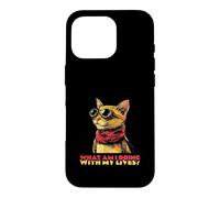 Carcasa para iPhone 16 Pro ¿Qué Estoy Haciendo con mis Vidas (Funny Cat Graphic)