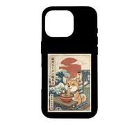 Carcasa para iPhone 16 Pro Ramen Shiba Inu Dog Japón Ukiyo-e Style Great Wave Art