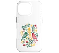 Carcasa para iPhone 16 Pro Rasta Reggae Roots Three Birds Jamaica Folk Art Floral