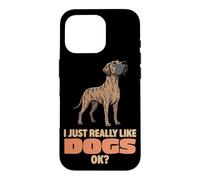 Carcasa para iPhone 16 Pro Realmente Me Gustan los Perros Ok Amante de los Animales Lindo Gran Danés