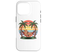 Carcasa para iPhone 16 Pro Relaxing Capybara, Sunset, Palm Tree, Summer capy Vacation