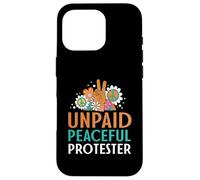 Carcasa para iPhone 16 Pro Retro Peace Sign Flowers Groovy Unpaid Peaceful Protester