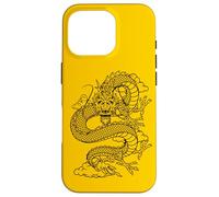 Carcasa para iPhone 16 Pro Retro Vintage Zodiac Lunar New Year Black Chinese Dragon