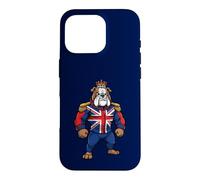 Carcasa para iPhone 16 Pro Rey Corona de la Union Jack British Bulldog