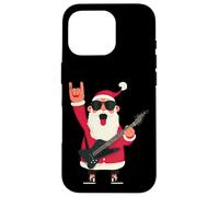 Carcasa para iPhone 16 Pro Rockstar Santa Negro Guitarra Eléctrica Gafas De Sol Cool Pose