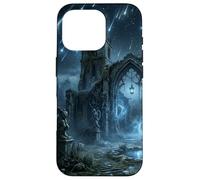 Carcasa para iPhone 16 Pro Ruinas góticas, Lluvia de meteoritos, diseño de fantasía Celestial
