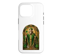 Carcasa para iPhone 16 Pro San Patricio Trébol Obispo Sagrado Irlandés Icono Arte Fe