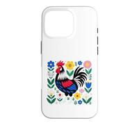 Carcasa para iPhone 16 Pro Scandi Folk Art Gallo Diseño Granjero Pollo