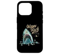 Carcasa para iPhone 16 Pro Shark Waves Back Ocean Surfing Playa Verano Divertido