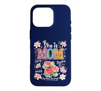 Carcasa para iPhone 16 Pro She Is Mom Floral Cute Mama - Gráfico de Flores para el día de