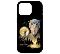 Carcasa para iPhone 16 Pro Shoebill Stork Aullando a la Luna, extraño Meme Divertido pájaro de los 90