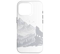 Carcasa para iPhone 16 Pro Silueta de Paisaje de Lobo
