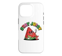 Carcasa para iPhone 16 Pro Símbolo de la Paz con Forma de sandía Stay Juicy Chill, Estilo Retro y