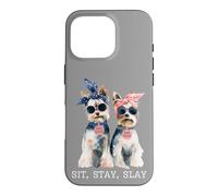 Carcasa para iPhone 16 Pro Sit Stay Slay, Divertido Yorkie, Lindo y Atrevido Amante de los Perros