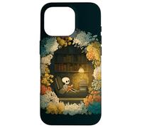 Carcasa para iPhone 16 Pro Skeleton Reading Nook Floral Librarian Bookshelf Cozy Flower