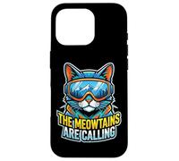 Carcasa para iPhone 16 Pro Ski Cat Meowtains Calling Snowboard Winter Mountain Funny