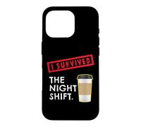 Carcasa para iPhone 16 Pro Sobreviví al Turno de Noche Enfermera Vida Amante del café Policía