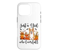 Carcasa para iPhone 16 Pro Solo una Chica Que ama el otoño, Corgi Dog Pumpkin Cozy Autumn