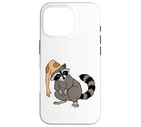 Carcasa para iPhone 16 Pro Sombrero de Piel de Mapache extraño Humor de Halloween para bichos raros