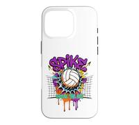 Carcasa para iPhone 16 Pro Spike Break The Net Voleibol Jugador Graffiti Art
