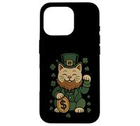 Carcasa para iPhone 16 Pro St Patrick's Day Cat Statue Lucky Clover Charm Adult Kids