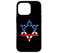 Carcasa para iPhone 16 Pro Star of David Jewish US Flag Half Jew Purim Love Israel Gift