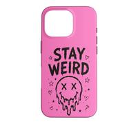 Carcasa para iPhone 16 Pro Stay Weird Creepy Smile Humor gótico Estética Espeluznante
