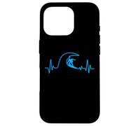 Carcasa para iPhone 16 Pro Surfer Heartbeat Surfing Heart Pulse Tabla de Surf Big Wave Fun
