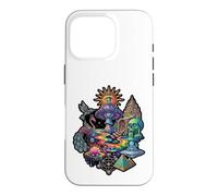 Carcasa para iPhone 16 Pro Surrealista Cosmic Peacock Sun Eye Mushroom Skull Pyramid Art