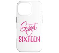 Carcasa para iPhone 16 Pro Sweet Sixteen para niñas, Color Rosa, 16 años, 16 cumpleaños
