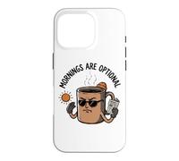 Carcasa para iPhone 16 Pro Taza de café gruñón sarcástica antivibraciones matutinas Arte de Dibujos Animados