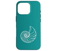Carcasa para iPhone 16 Pro Teal Minimalista Nautilus Shell Line Art Ocean