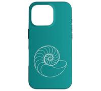 Carcasa para iPhone 16 Pro Teal Minimalista Nautilus Shell Line Art Ocean