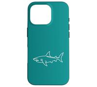 Carcasa para iPhone 16 Pro Teal Shark Line Art Minimalista Surfer