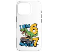 Carcasa para iPhone 16 Pro Tenía Seis años, Ahora Tengo Siete años, Dinosaurio 67 Meme, séptimo cumpleaños, niños