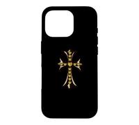 Carcasa para iPhone 16 Pro The Yellow Shine Heart Pave Diamonds Gold Cross