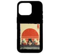 Carcasa para iPhone 16 Pro Three Cats Ramen Divertido Estético Japonés Ukiyo-e Anime Cat