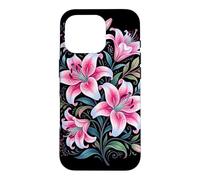 Carcasa para iPhone 16 Pro Tiger Lilies Blue White Pink Summer Spring Flowers Lily Buds