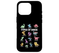 Carcasa para iPhone 16 Pro Tipos de Dinosaurios Chibi Kawaii Dino Especies Niños